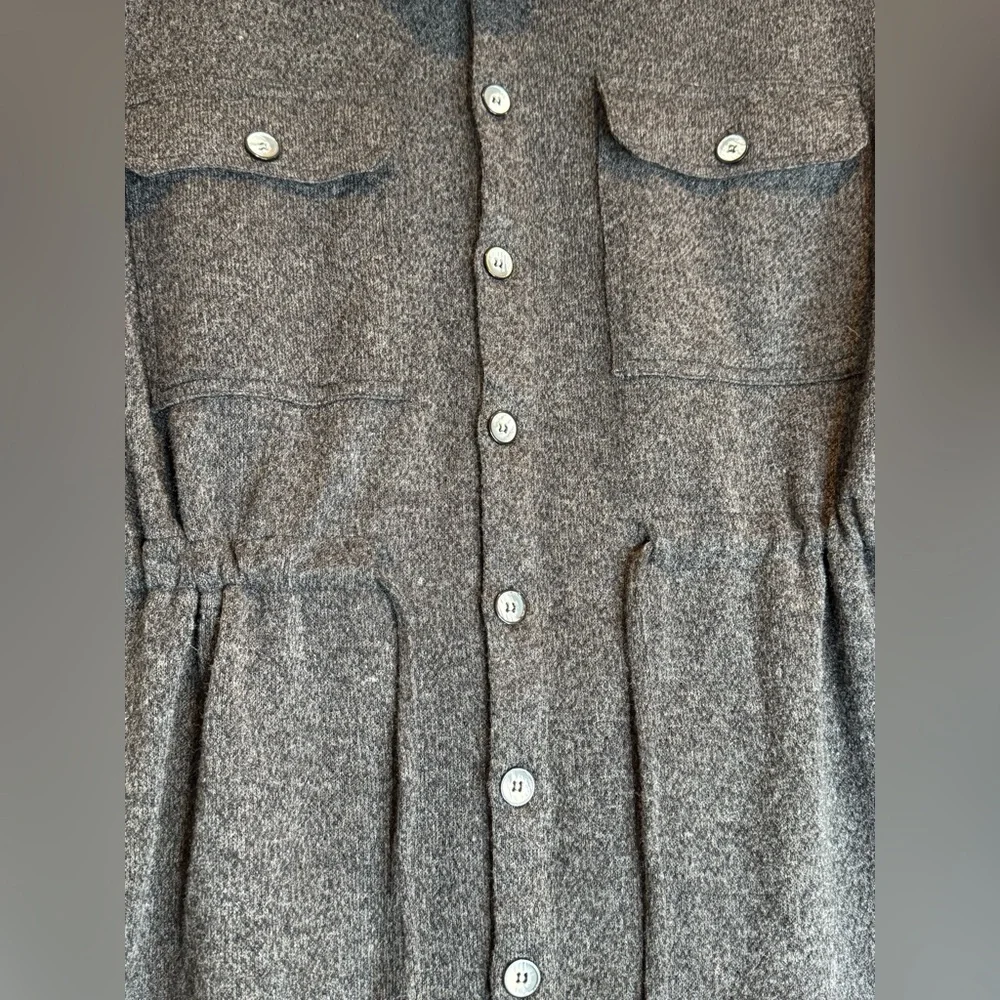 NWT MITTOSHOP Gray Button-Up Long Sleeve Shirt Dress